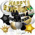 Set 53 baloane si decoratiuni, Happy Birthday, argintiu, negru, auriu [8]