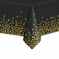 Fata de masa de unica folosinta pentru petreceri, 137x272cm, negru auriu Fata de masa de unica folosinta pentru petreceri, 137x272cm, negru auriu