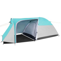 Cort plaja sau camping, impemeabil, cu terasa, 4 locuri, 175x310x130cm, gri albastru Cort plaja sau camping, impemeabil, cu terasa, 4 locuri, 175x310x130cm, gri albastru