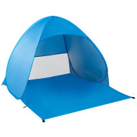Cort plaja autoexpansibil POP-UP cu plasa ventilatie si protectie UV, 160x140x115 cm, albastru