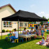 RESIGILAT: Cort pavilion de gradina, pliere rapida, 300x600 cm, inaltime reglabila, cu 3 pereti laterali, impermeabil, negru [3]