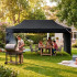 RESIGILAT: Cort pavilion de gradina, pliere rapida, 300x600 cm, inaltime reglabila, cu 3 pereti laterali, impermeabil, negru [4]