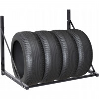 Suport suspendat pentru anvelope reglabil, montaj pe perete cu kit instalare inclus, 120x56x50 cm, negru