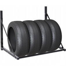 Suport suspendat pentru anvelope reglabil, montaj pe perete cu kit instalare inclus, 120x56x50 cm, negru