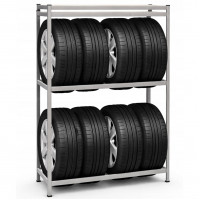 Raft depozitare anvelope cu polite suplimentare MDF, cadru otel galvanizat, 120x40x180 cm, gri Raft depozitare anvelope cu polite suplimentare MDF, cadru otel galvanizat, 120x40x180 cm, gri