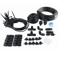 Set irigare gradina cu furtun PVC si picuratori, furtun 2 x 10 metri, 10 picuratori stick cu tub, negru Set irigare gradina cu furtun PVC si picuratori, furtun 2 x 10 metri, 10 picuratori stick cu tub, negru