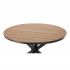 Masa rotunda pentru gradina, cadru aluminiu cu blat polywood aspect lemn, 112x73 cm, maro natur [3]