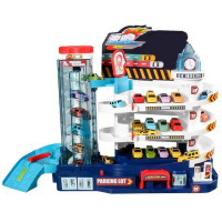 Circuit cu parcare pentru masinute, cu lumini si sunete, 6 masinute, cu nivele cu lift de urcare