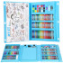 Set de pictura si desen pentru copii, 208 de piese, trusa plastic albastru [24]