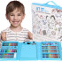 Set de pictura si desen pentru copii, 208 de piese, trusa plastic albastru [29]