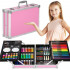 Set de pictura si desen pentru copii, 145 de piese, trusa aluminiu roz [34]