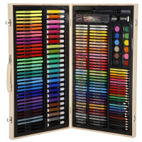 Set de pictura si desen pentru copii, 150 de piese, trusa lemn Set de pictura si desen pentru copii, 150 de piese, trusa lemn