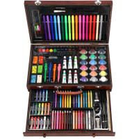 Set de pictura si desen pentru copii, 130 de piese, trusa lemn Set de pictura si desen pentru copii, 130 de piese, trusa lemn