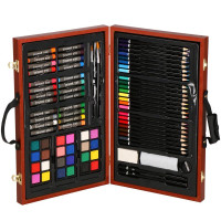 Set de pictura si desen pentru copii, 80 de piese, trusa lemn Set de pictura si desen pentru copii, 80 de piese, trusa lemn