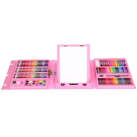 Set de pictura si desen pentru copii, 208 de piese, trusa plastic roz Set de pictura si desen pentru copii, 208 de piese, trusa plastic roz