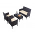Set mobilier gradina 4 locuri, canapea 2 locuri, 2 fotolii si masa de sticla, tehnoratan, maro si crem [3]
