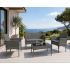 Set mobilier gradina 4 piese, canapea 2 locuri, 2 scaune si masa sticla, perne incluse, ratan sintetic, gri [4]