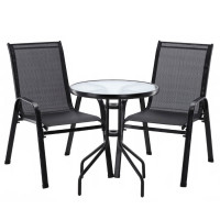 Set mobilier gradina Sersimo Torino, 2 scaune, 1 masa, gri antracit Set mobilier gradina Sersimo Torino, 2 scaune, 1 masa, gri antracit