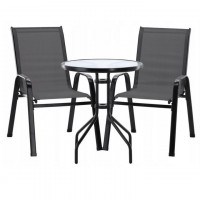 Set mobilier gradina Sersimo Torino, 2 scaune, 1 masa, gri inchis