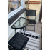 Set mobilier gradina sau balcon, masa semirotund sticla cu 2 scaune pliabile, negru [2]
