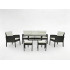 Set mobilier gradina Vaduz 6 piese, canapea 3 locuri, 2 fotolii, 2 tabureti si masa, ratan sintetic, blat sticla, negru si crem [6]