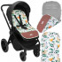 Salteluta reversibila pentru carucior sport, cu exterior din bumbac 100% si interior moale din material minky cu textura catifelata, umplutura din spu [5]