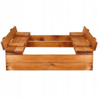 Lada de nisip capac transformabil in bancuta 98x98cm, maro Lada de nisip capac transformabil in bancuta 98x98cm, maro