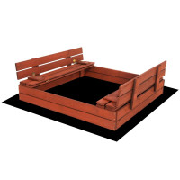 Lada nisip din lemn pliabila cu capac si bancute, 120x120x41 cm, maro Lada nisip din lemn pliabila cu capac si bancute, 120x120x41 cm, maro