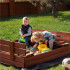 Lada nisip din lemn pliabila cu capac si bancute, 120x120x41 cm, maro [34]