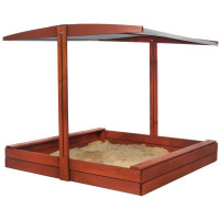 Lada nisip din lemn cu acoperis reglabil, 140x140x121 cm, maro Lada nisip din lemn cu acoperis reglabil, 140x140x121 cm, maro
