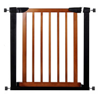 Poarta de siguranta Safety Gate pentru scari, ajustabila 75-82 cm, din otel si lemn, negru maro