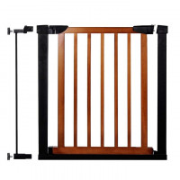 Poarta de siguranta Safety Gate pentru scari, ajustabila 83-89 cm, din otel si lemn, negru maro