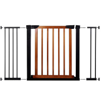 Poarta de siguranta Safety Gate pentru scari, ajustabila 117-124 cm, din otel si lemn, negru maro