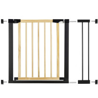 Poarta de siguranta Safety Gate pentru scari, ajustabila, din lemn cu structura otel, 89-96cm, negru maro