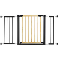 Poarta de siguranta Safety Gate pentru scari, ajustabila, din lemn cu structura otel, 117-124cm, negru maro