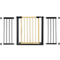 Poarta de siguranta Safety Gate pentru scari, ajustabila, din lemn cu structura otel, 131-138cm, negru maro