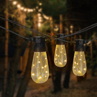 Ghirlanda luminoasa decorativa pentru exterior, alimentare la priza, 20 metri, 20 becuri LED cu iluminare calda 3000K, IP44