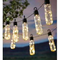 Ghirlanda luminoasa, LED, model Lux, 10 becuri, 380cm, incarcare solara, lumina alb cald