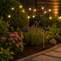 Set 2 lampi solare pentru gradina, model licurici cu miscare la adierea vantului, 6 LED-uri alb cald, 70 cm, negru Set 2 lampi solare pentru gradina, model licurici cu miscare la adierea vantului, 6 LED-uri alb cald, 70 cm, negru