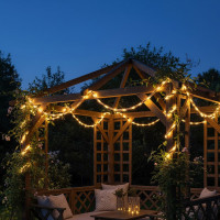 Instalatie luminoasa solara exterior tip franghie, 35 LED alb cald, 3 metri, IP44 Instalatie luminoasa solara exterior tip franghie, 35 LED alb cald, 3 metri, IP44