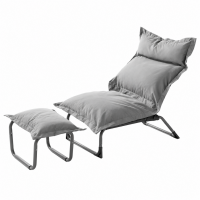 Fotoliu relax reglabil cu taburet pentru picioare, set 2 piese pentru gradina si balcon, pozitie de sezut ajustabila, perne extra groase de 15 cm pent
