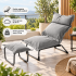 Fotoliu relax reglabil cu taburet pentru picioare, set 2 piese pentru gradina si balcon, pozitie de sezut ajustabila, perne extra groase de 15 cm pent [9]