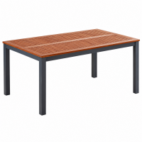 Masa de gradina Genua dreptunghiulara, cu blat din lemn de eucalipt si cadru rezistent din aluminiu, design modern pentru servirea mesei si relaxare p Masa de gradina Genua dreptunghiulara, cu blat din lemn de eucalipt si cadru rezistent din aluminiu, design modern pentru servirea mesei si relaxare p