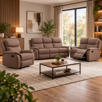 Set canapele relax pentru living, 3 piese, configuratie 3+2+1 locuri, cu 5 functii de relaxare si spatare reglabile pentru confort la citit si viziona