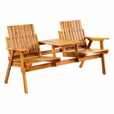 Banca de gradina 153x65x82 cm, 2 locuri, cu raft lateral, lemn de salcam, maro Banca de gradina 153x65x82 cm, 2 locuri, cu raft lateral, lemn de salcam, maro