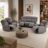 Set canapele extensibile electric, 3 piese, functie recliner, consola centrala, 6 locuri, gri deschis [22]