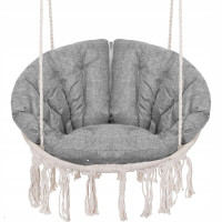 Scaun rotund Sersimo tip leagan suspendat cu perna Confort Plus casa sau gradina, bej Scaun rotund Sersimo tip leagan suspendat cu perna Confort Plus casa sau gradina, bej