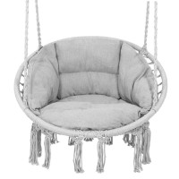 Scaun rotund Sersimo tip leagan suspendat cu perna Confort Plus casa sau gradina, gri Scaun rotund Sersimo tip leagan suspendat cu perna Confort Plus casa sau gradina, gri