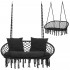 Scaun dublu tip leagan suspendat pentru casa sau gradina, cu perne, stil boho, 128x66x124 cm, maxim 300 kg, negru [2]