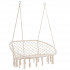 Scaun dublu tip leagan suspendat pentru casa sau gradina, cu perne, stil boho, 130x66x120 cm, maxim 300 kg, crem si gri [14]